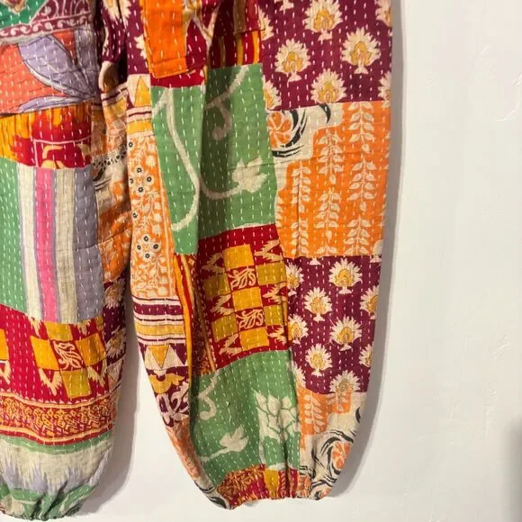 Kantha Blinkbuy Jogger Pants Multicolor Small to Large Boho Kantha Patchwork New - Picture 4 of 7
